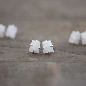 Rainbow Moonstone Stud Earrings, Genuine Moonstone Earrings, June Birthstone,Sterling Silver Studs, Moonstone Jewelry,Stone Stud Earrings