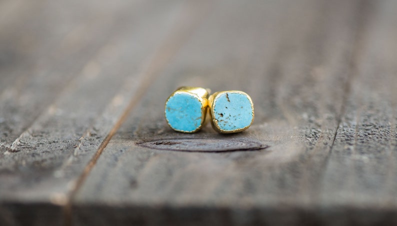 Turquoise Stud Earrings,Turquoise Earrings,Turquoise studs,Turquoise Post Earrings,Turquoise Jewelry,Stone Stud, Turquoise Stud,Blue studs image 8