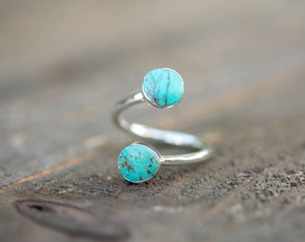 Türkis Ring, natürlicher Türkis Stein Ring, Statement Ring, Geschenk für sie, Silber Türkis Ring, roher Türkis Ring, roher Kristall Ring