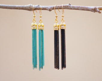 Boucles d’oreilles Chain Tassel, Boucles d’oreilles Gold Tassel Drop, Boucles d’oreilles Statement Tassel, Boucles d’oreilles Fan Tassel, Boucles d’oreilles Fringe, Boucles d’oreilles Long Dangle