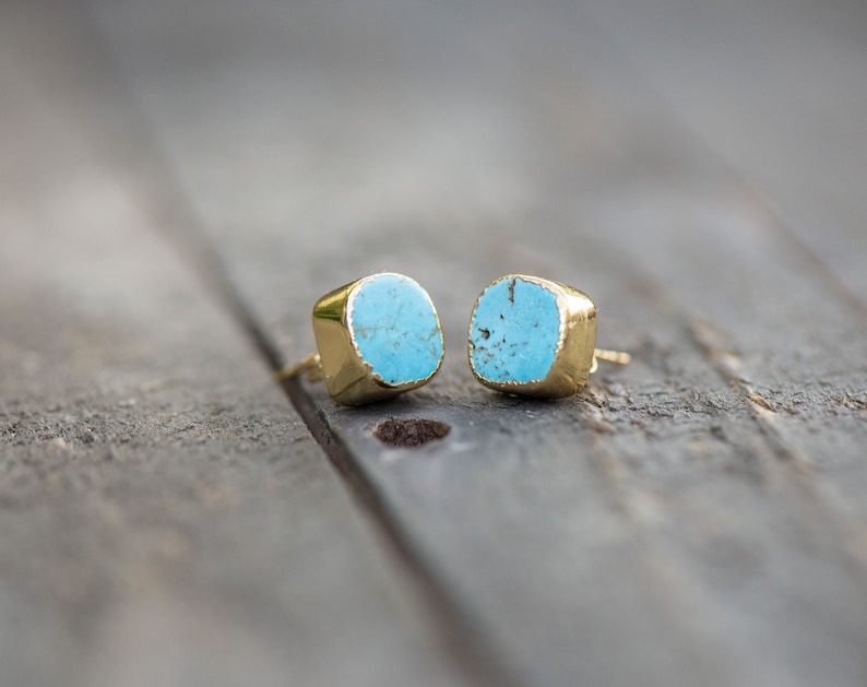 Turquoise Stud Earrings,Turquoise Earrings,Turquoise studs,Turquoise Post Earrings,Turquoise Jewelry,Stone Stud, Turquoise Stud,Blue studs image 7