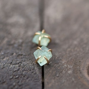 Raw Fluorite Earrings, Green Fluorite Earrings, Fluorite Jewelry, Raw Crystal Studs, Genuine Gemstone Earrings, Raw Stone Earrings, Fluorite image 6