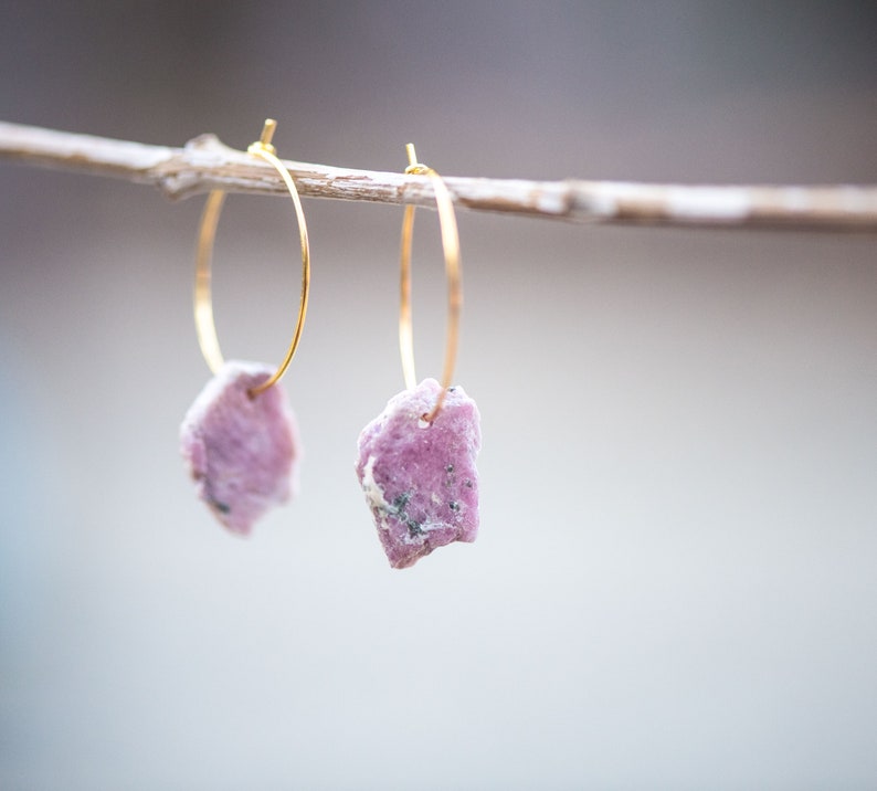 Peut inclure: Une paire de boucles d'oreilles cr&eacute;oles en or avec des accents de pierres roses. Les boucles d'oreilles sont suspendues &agrave; une branche.