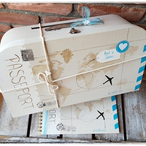 Set valigia nuziale, libro degli ospiti, destinazione di viaggio, personalizzato