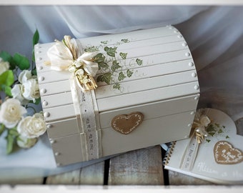 Chest for Wedding Urn Esprit Chic and its heart-shaped guestbook