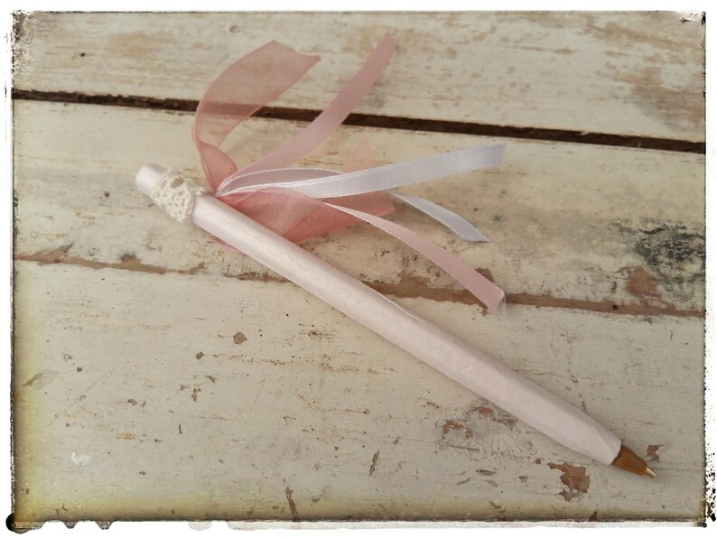 Stylo pour Livre d'Or, Rose pastel, fait main, personnalisable image 1