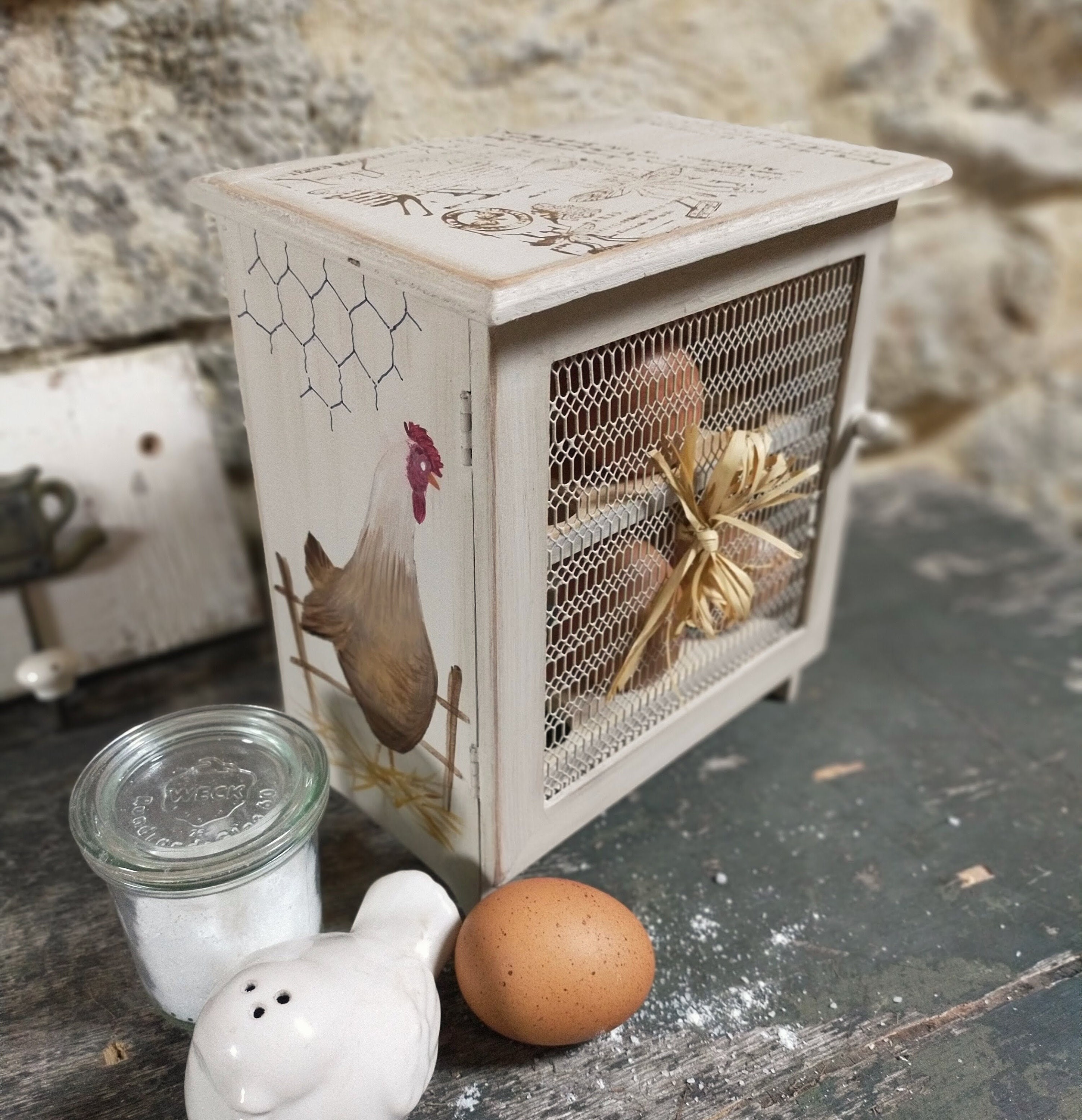 Armoire en Bois Pour Oeufs, Style Campagne, 12 Oeufs