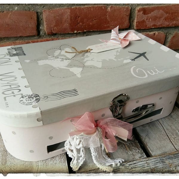 Suitcase Wedding Urn, "Passport" Medium size model, customizable