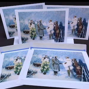 The Christmas Truce', rechtstreeks van de kunstenaar Kerstkaart, blanco aan binnenkant, gemaakt en gedrukt in Ieper