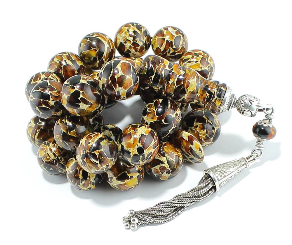 Mosaic amber, Worry beads set, made of selected natural amber.
