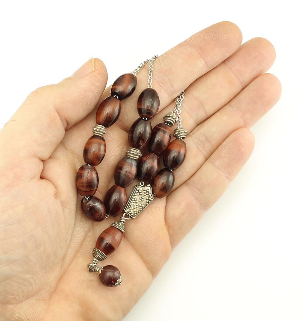 Classic Greek Komboloi Made Of Mineral Bull s Eye Gemstone 