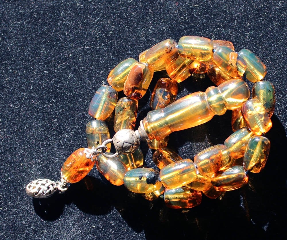 Selected Dominican amber worry beads set in convenient size.