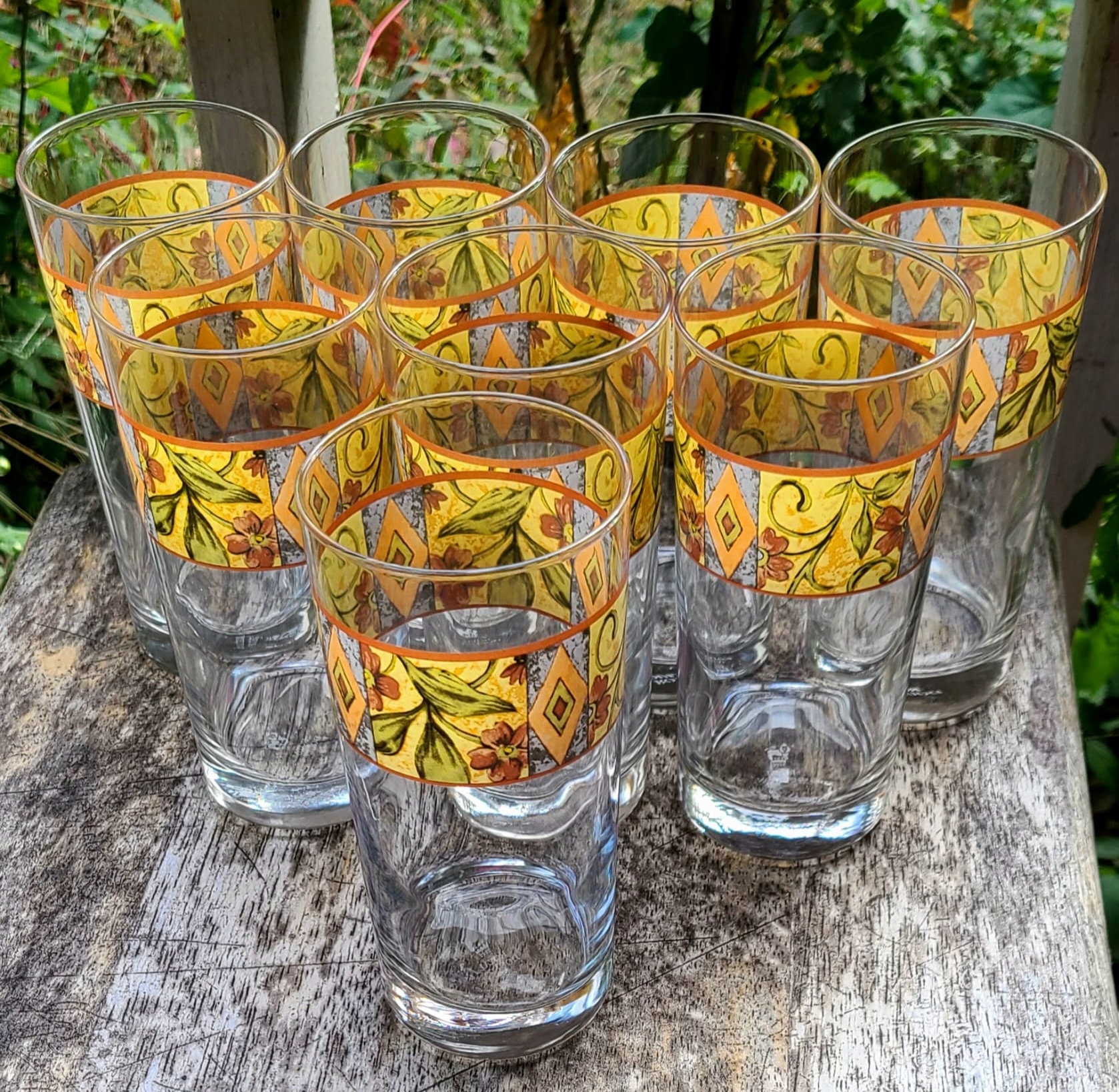 Set of Ten 10 Vintage Iced Tea Goblets Aqua Green Glasses 12 Oz