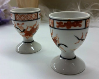 TURI ASTRID DESIGN Egg Cups Figgio Vintage Pair Flint Norway Pattern Mid Century Circa 1950's, 1960's, 1970's