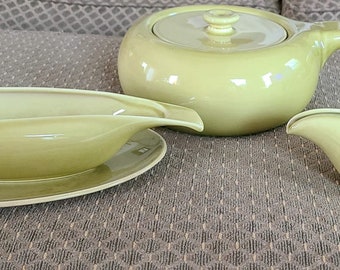 STEUBENVILLE SERVING SET russel wright American Modern Chartreuse 5 Piece Vintage Circa 1939-1959