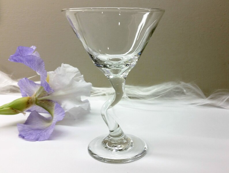 LIBBEY CROOKED STEM Martini Glasses Set of 8 Vintage Circa Etsy