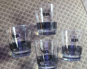 SCHLITZ MALT LIQUOR Lowball Set of 4 On The Rocks Old Fashioned Man Cave Barware Made By Libbey Circa 1970's