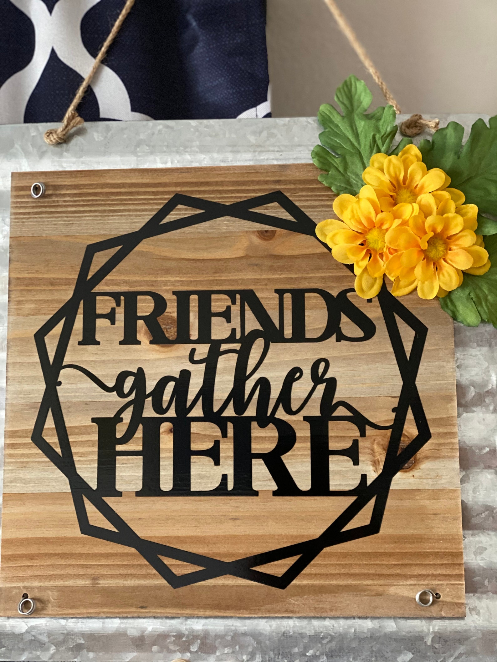 Friends Gather Here Rustic Hanging Sign Home Decor | Etsy