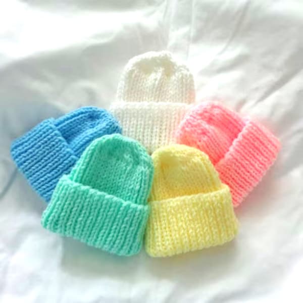 Hand KNITTED PREEMIE Hats Skullcap & Beanies