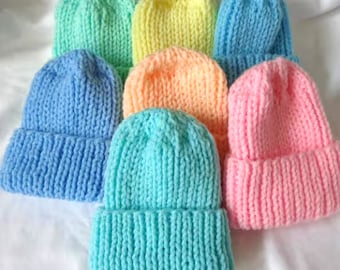 Hand KNITTED NEWBORN Hats Skullcap & Beanies