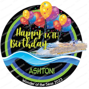 Happy Birthday Cruise Door Magnet personalized color ship sail date name bild 2
