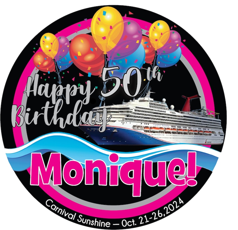 Happy Birthday Cruise Door Magnet personalized color ship sail date name bild 4