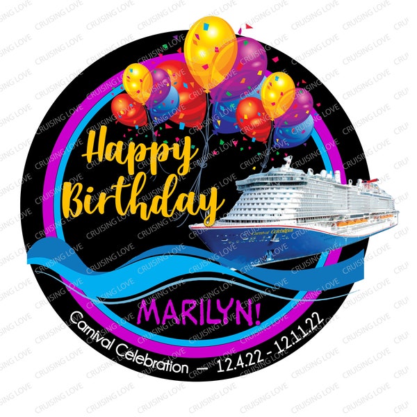 Happy Birthday Cruise Door Magnet personalized color ship sail date name