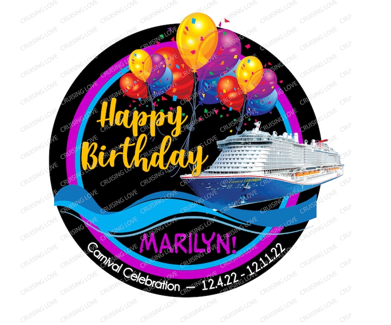 Happy Birthday Cruise Door Magnet personalized color ship sail date name bild 1
