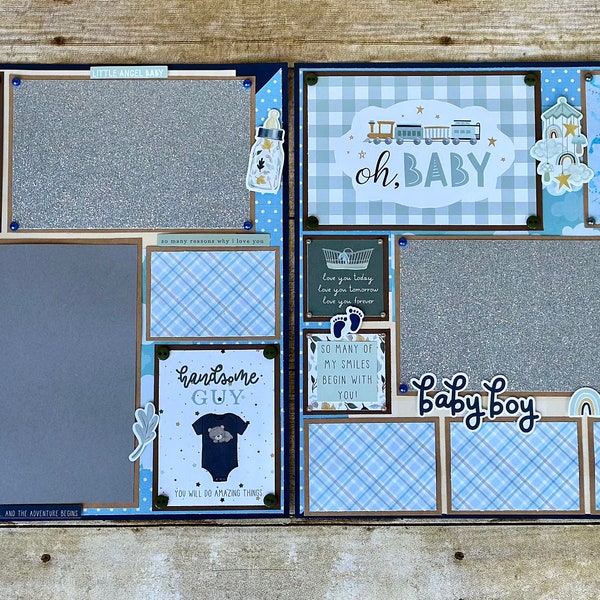 12x12 Baby Boy Scrapbook Pages