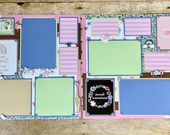 12x12 Premade Scrapbook Pages - Baby Girl Scrapbook Layout - WELCOME to ...
