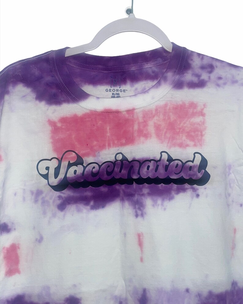 Officially Vaccinated Shirt Vaccinated Tee Tie Dye Shirt Graphic T-shirt Size XL Unisex Adult Covid 19 Vaccine