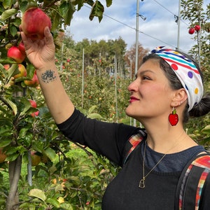 Red Apple Earrings/ Teacher Gift/ Apple Jewelry/ Dangle Apple Earrings/ Handmade Jewelry/ Paper Jewelry