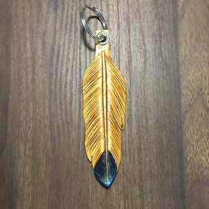 Handmade of Genuine Leather Leather Hand Painted Feather Keychain