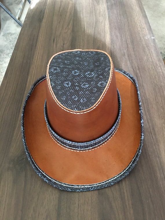 Leather Cowboy Hat Handmade Genuine 