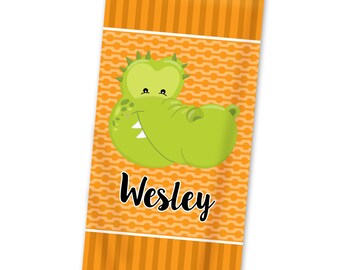 Zoo Elephant Safari Personalized Towel Kids Safari Beach Towel Childs Name Gift Blue Dot Animal Lightweight Pool Towel You Pick Animal