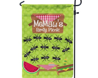 Grandma Garden Flag - MeMaw Family Picnic Ants Grandkids Yard Sign, Mom Granny Nana Banner Personalized Name Garden Flag - Mothers Day Gift