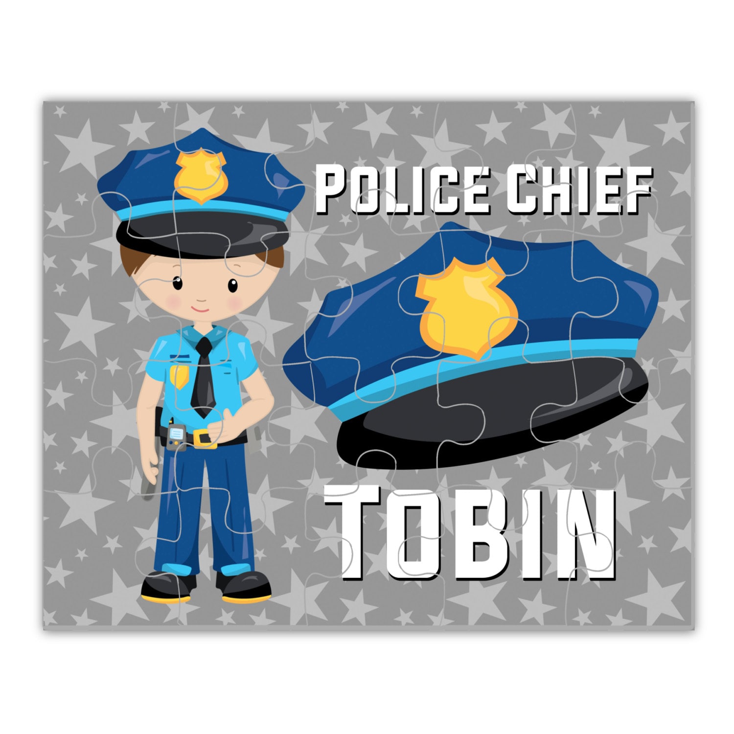 Personalized Police Puzzle Gray Star Police Chief Puzzle Etsy Australia