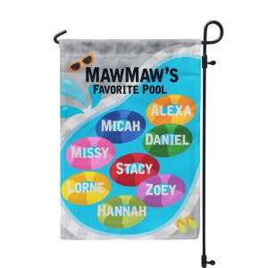 Grandma Garden Flag - MawMaws Pool Float Grandkids Yard Sign, Nana Grammy Gigi Banner Personalized Name Garden Decor Flag - Mothers Day Gift