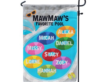 Grandma Garden Flag - MawMaws Pool Float Grandkids Yard Sign, Nana Grammy Gigi Banner Personalized Name Garden Decor Flag - Mothers Day Gift