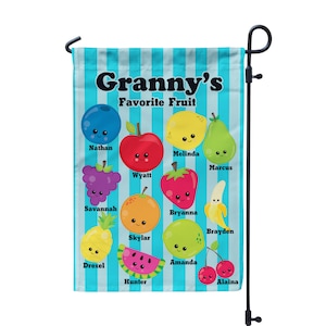 Personalized Grandma Garden Flag - Granny Summer Fruit Grandkids Yard Sign, Granny Banner Name Garden Decor Flag - Mothers Day Gift