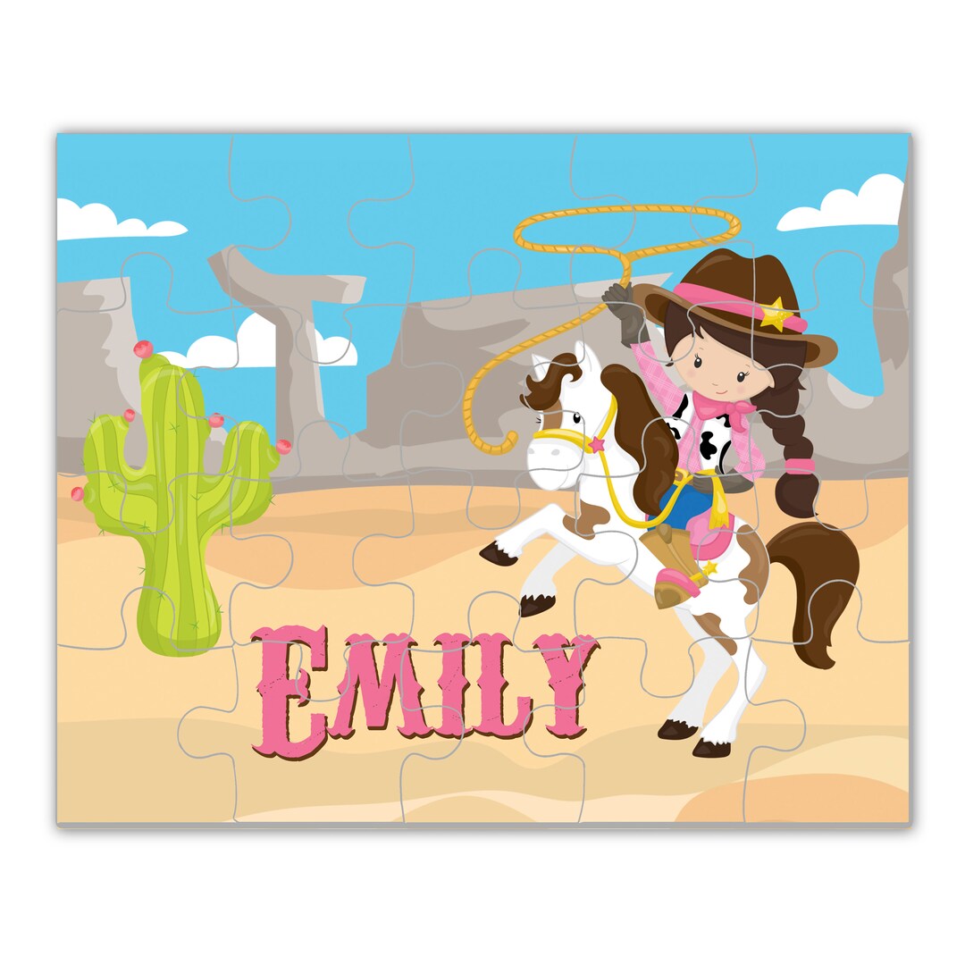 Personalized Cowgirl Puzzle - Desert Cactus Girl Cowboy Puzzle, Wild ...