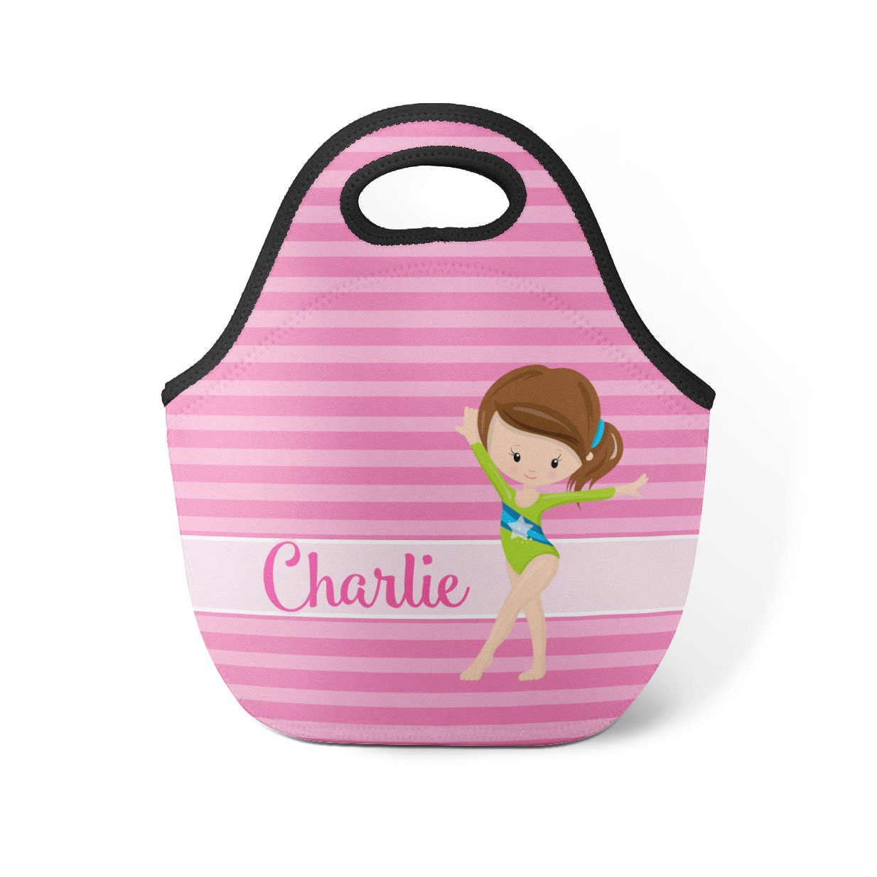 Gymnastic Lunch Tote Pink Stripe Gymnast Snack Sack Etsy