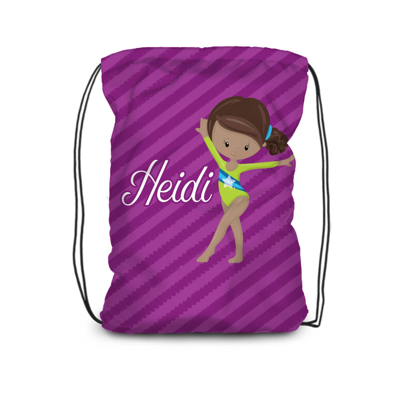 Gymnastic Drawstring Backpack Purple Stripes Girls Gymnast Etsy