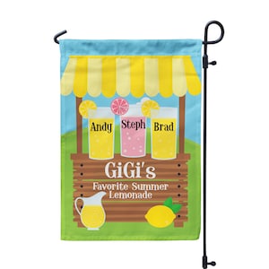 Grandma Personalized Garden Flag - Gigi Summer Lemonade Grandkids Yard Sign, Nana Lemon Banner Name Garden Decor Flag - Mothers Day Gift