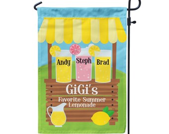 Grandma Personalized Garden Flag - Gigi Summer Lemonade Grandkids Yard Sign, Nana Lemon Banner Name Garden Decor Flag - Mothers Day Gift