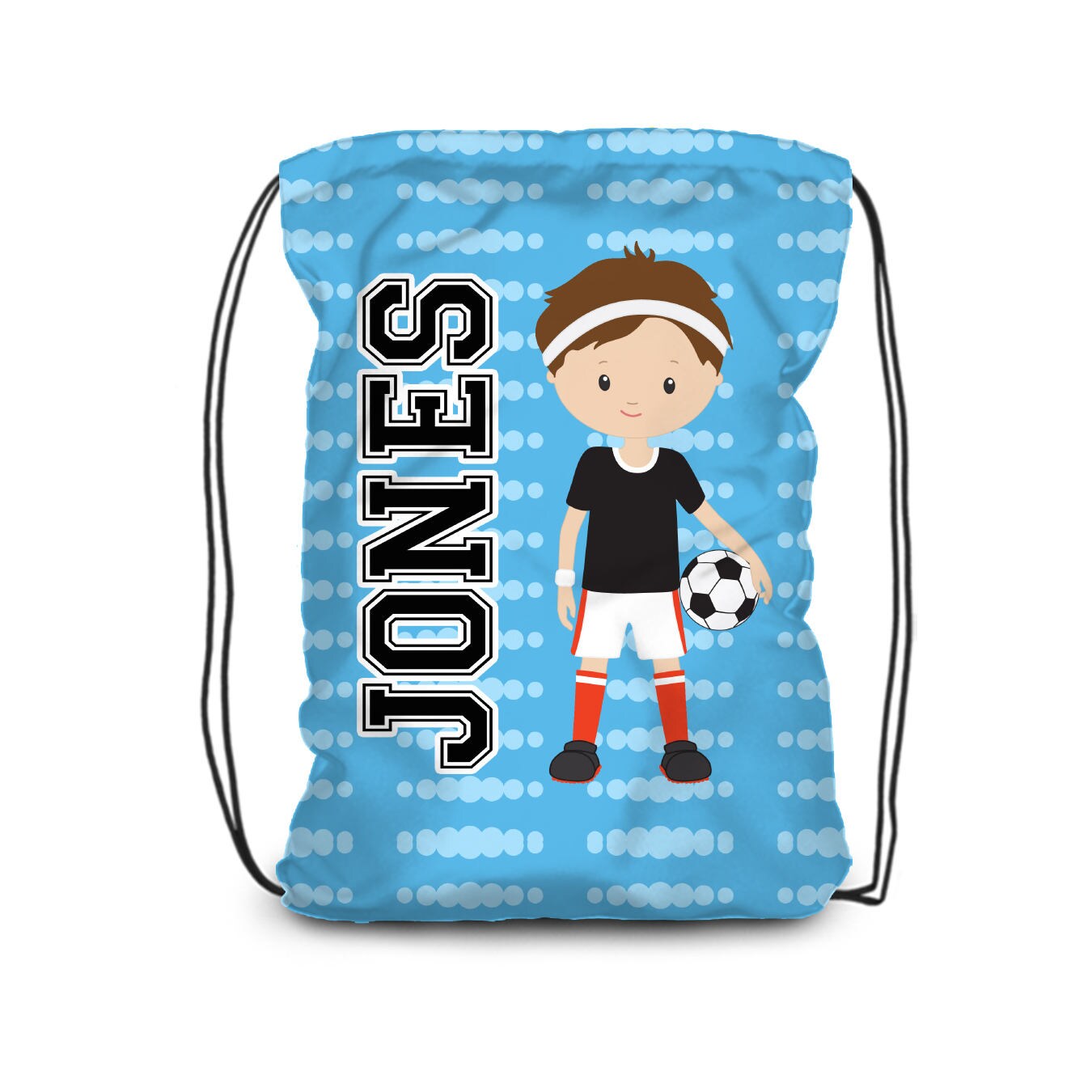 Soccer Drawstring Backpack Boys Sports Cinch Sack Blue Dot Etsy