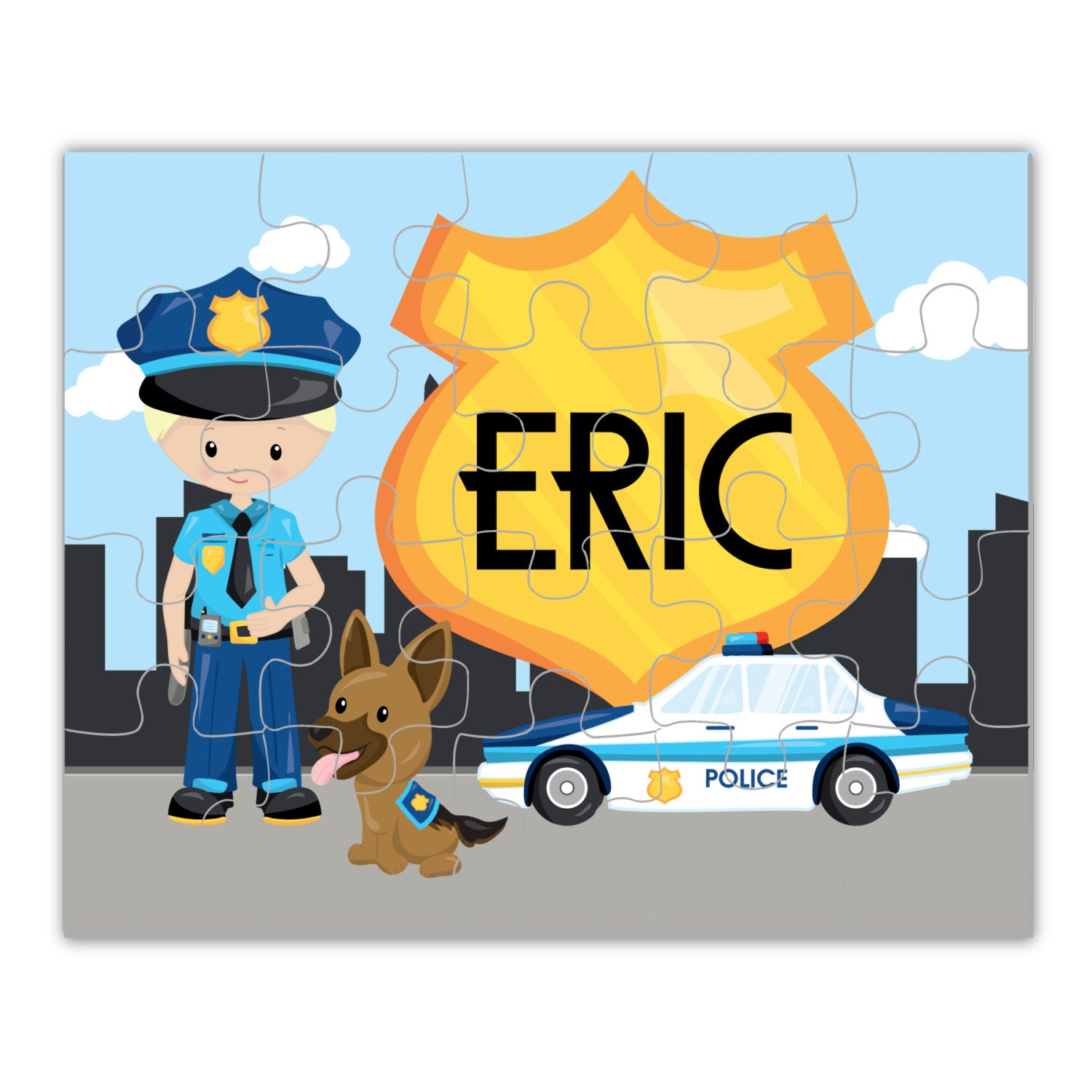 Police Puzzle Big City Police Dog Police Car Puzzle Kids Etsy