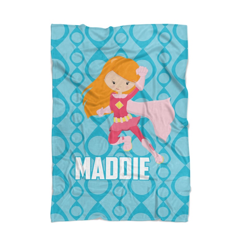 You Pick Girl Pink Girl Superhero Throw Blanket Superhero Personalized Blanket Turquoise Superhero Soft Throw Decor Kids Name Gift