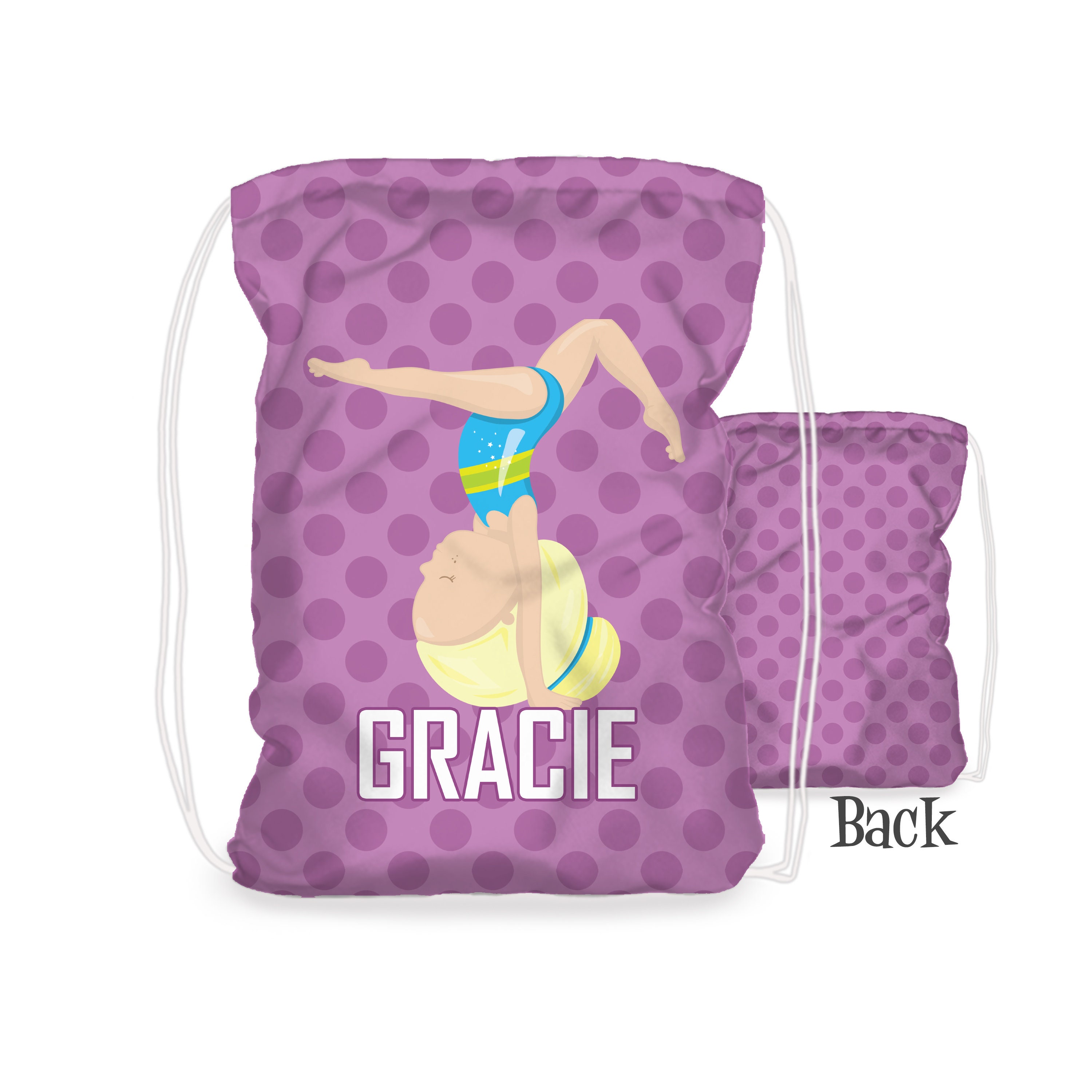 Gymnast Personalized Drawstring Backpack Purple Polka Dots - Etsy Canada