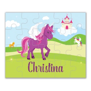 Personalized Unicorn Puzzle - Purple Unicorn Puzzle, Magical Fairytale Unicorn Puzzle, You Pick Unicorn - Kids Name Gift